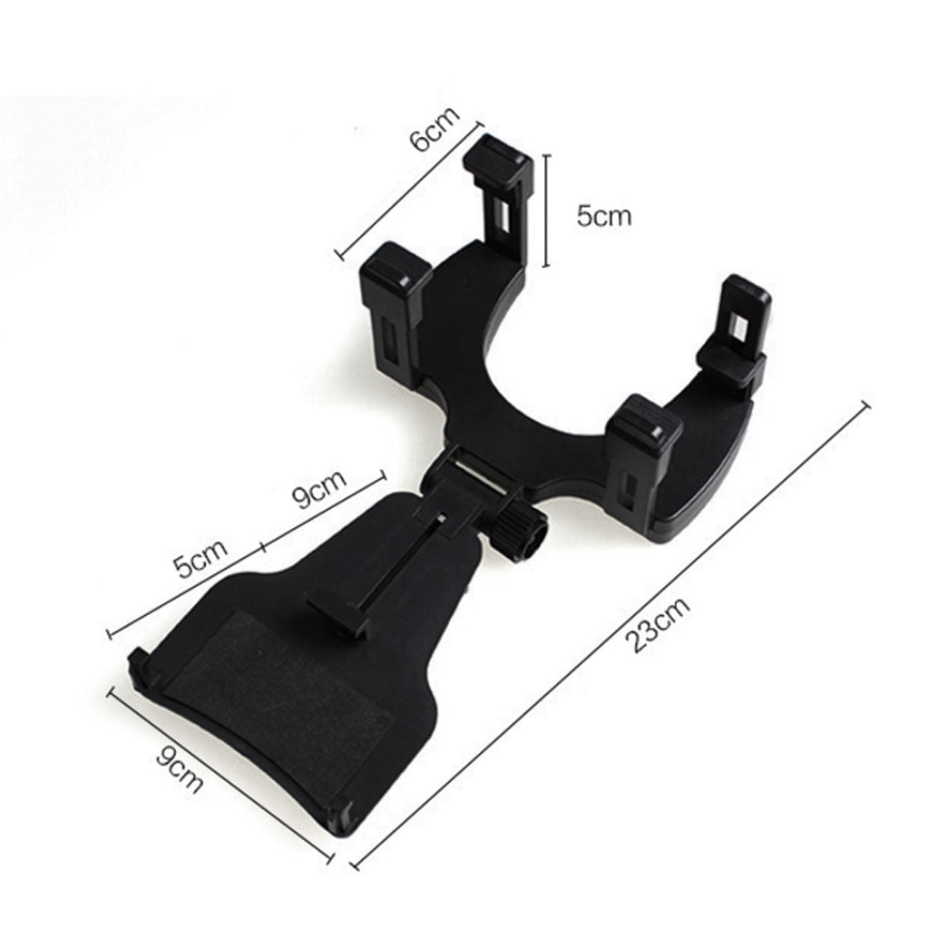 Adjustable Car Rearview Mirror Clip Mount GPS Bracket Phone Holder Black