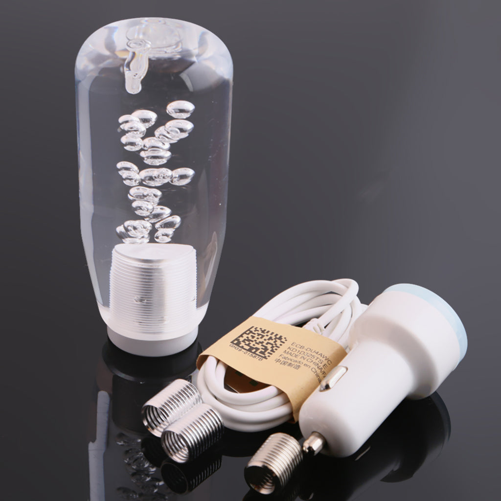 Universal LED 100mm Clear Crystal Bubble Gear Stick Drift Shift Knob Car