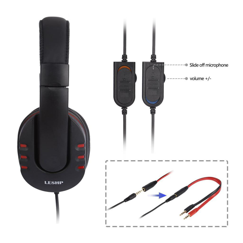 Surround Sound Stereo PC Gaming Headset & Microphone 3.5mm with Mic  red