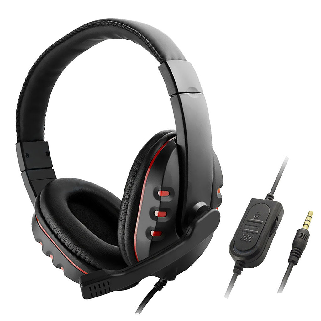 Surround Sound Stereo PC Gaming Headset & Microphone 3.5mm with Mic  red