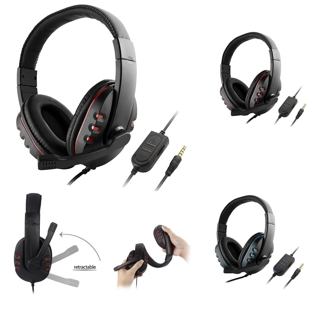 Surround Sound Stereo PC Gaming Headset & Microphone 3.5mm with Mic  red