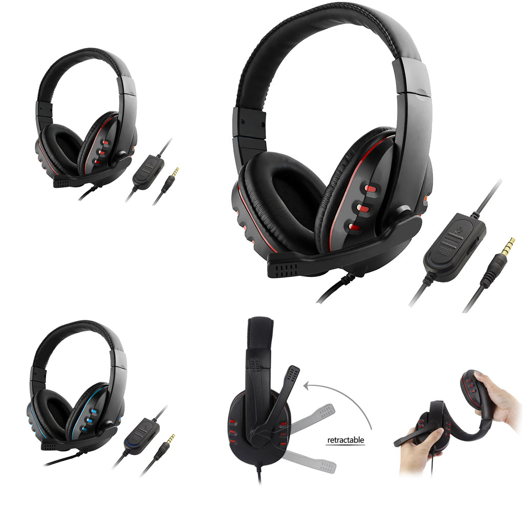 Surround Sound Stereo PC Gaming Headset & Microphone 3.5mm with Mic  red