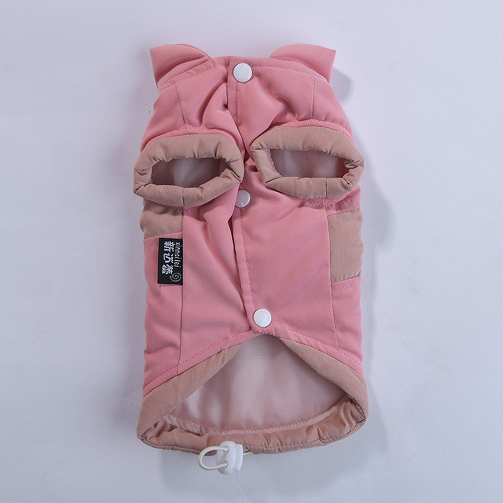 Cute Small Dog Winter Warm Clothes Clothing New Year Outfit Apparels Pink-S