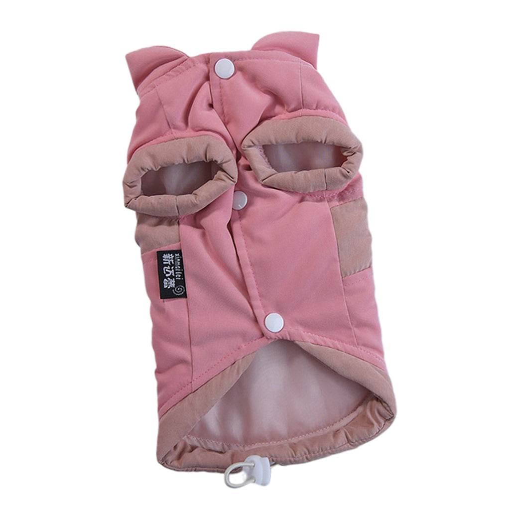 Cute Small Dog Winter Warm Clothes Clothing New Year Outfit Apparels Pink-S