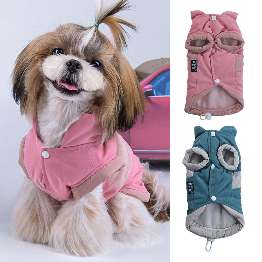 Cute Small Dog Winter Warm Clothes Clothing New Year Outfit Apparels Pink-S