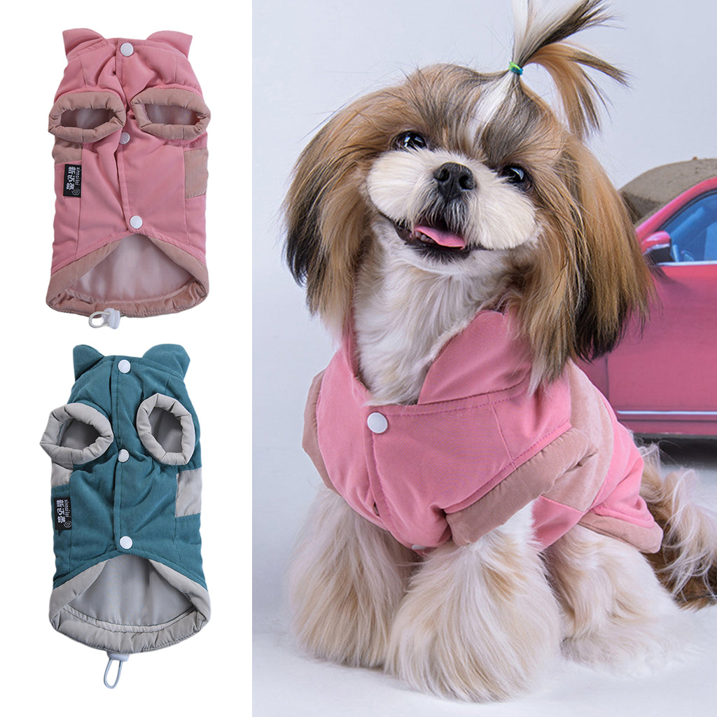 Cute Small Dog Winter Warm Clothes Clothing New Year Outfit Apparels Pink-S