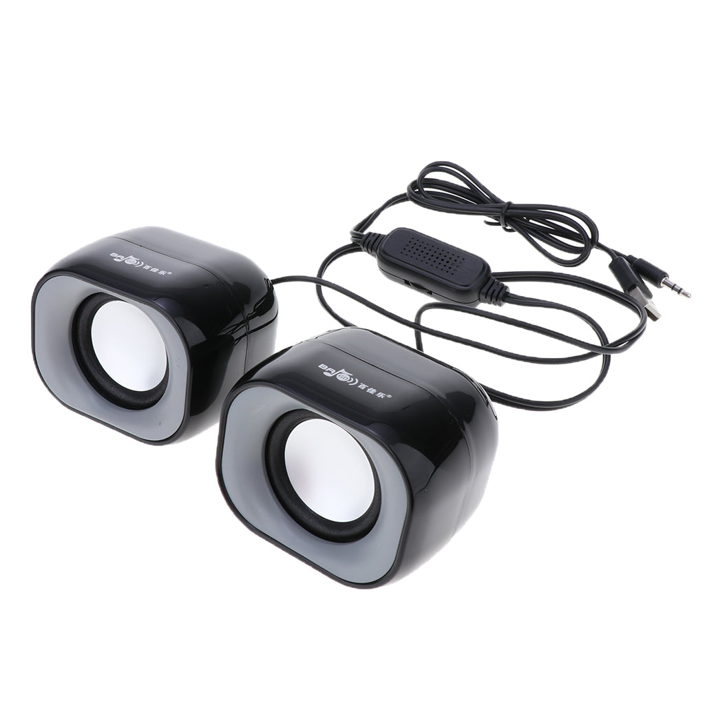 2Piece 3.5mm Mini Computer Speakers USB Powered 2.25inch Full-frequency Horn