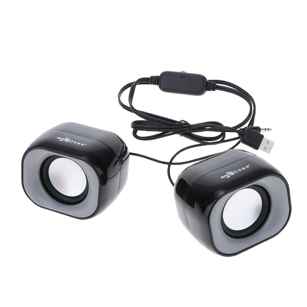 2Piece 3.5mm Mini Computer Speakers USB Powered 2.25inch Full-frequency Horn