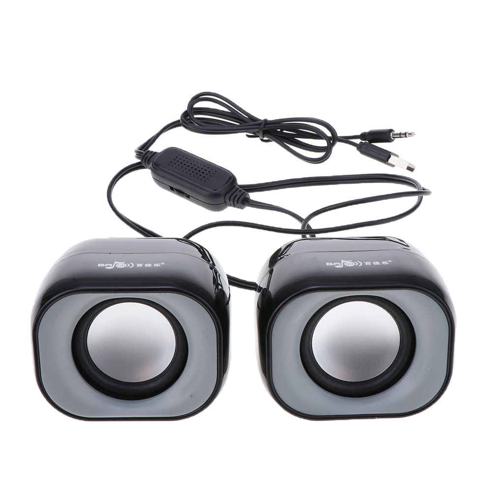 2Piece 3.5mm Mini Computer Speakers USB Powered 2.25inch Full-frequency Horn