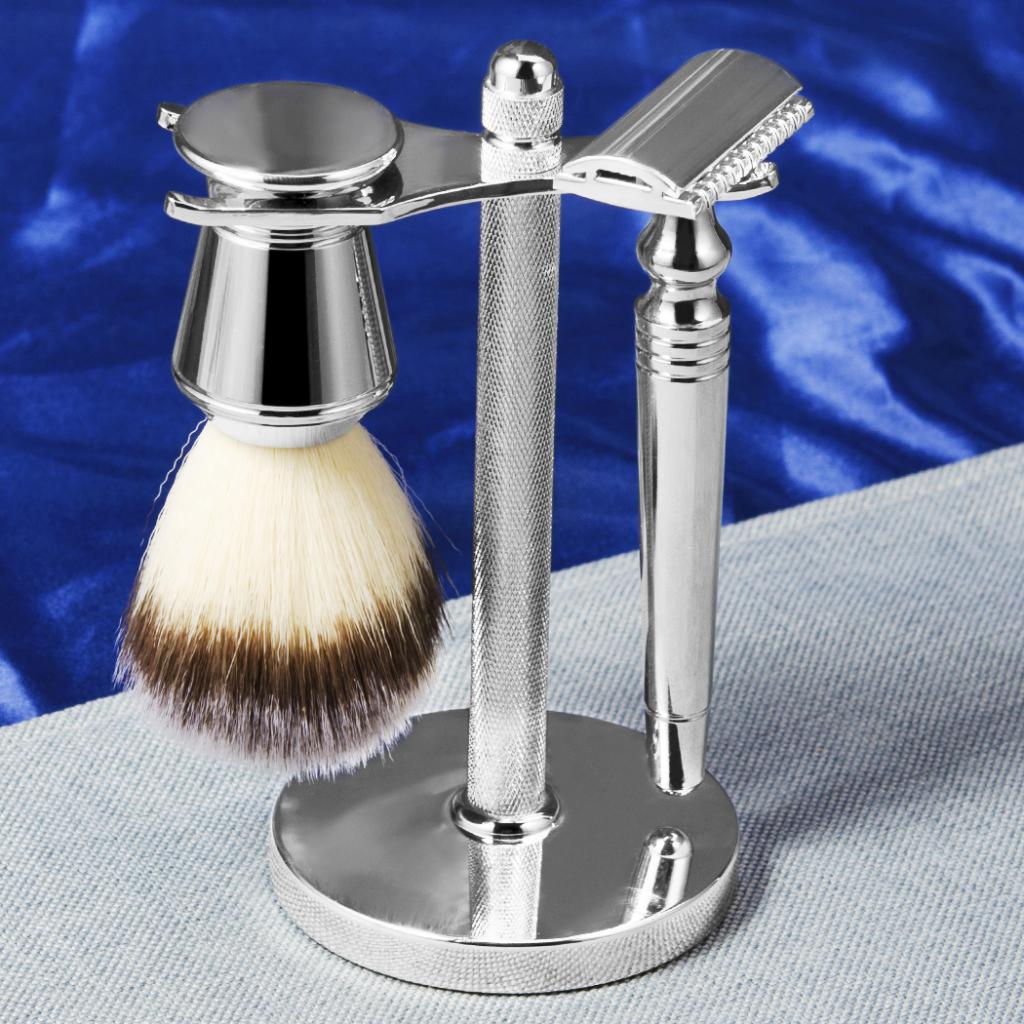 Classic Men's Shaving Set Safety Razor Brush Holder Shave Mug Soap Gift Kit