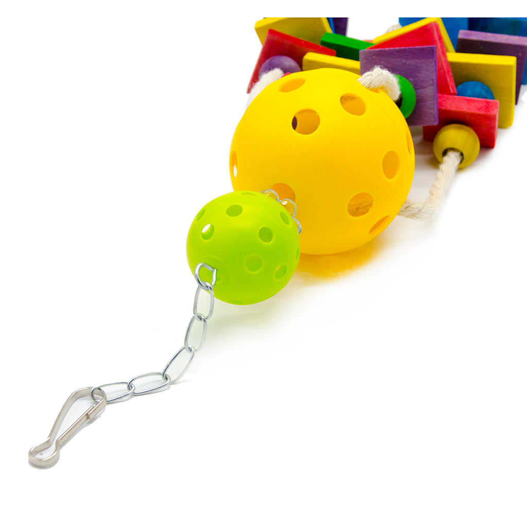 Parrot Hanging Toys Colorful Ball Block Pet Bird Bite Chewing Toy Style 2