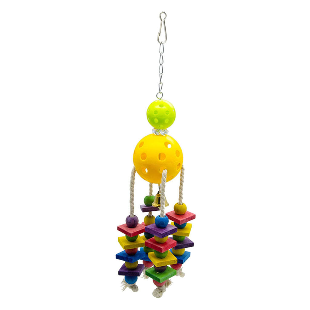 Parrot Hanging Toys Colorful Ball Block Pet Bird Bite Chewing Toy Style 2