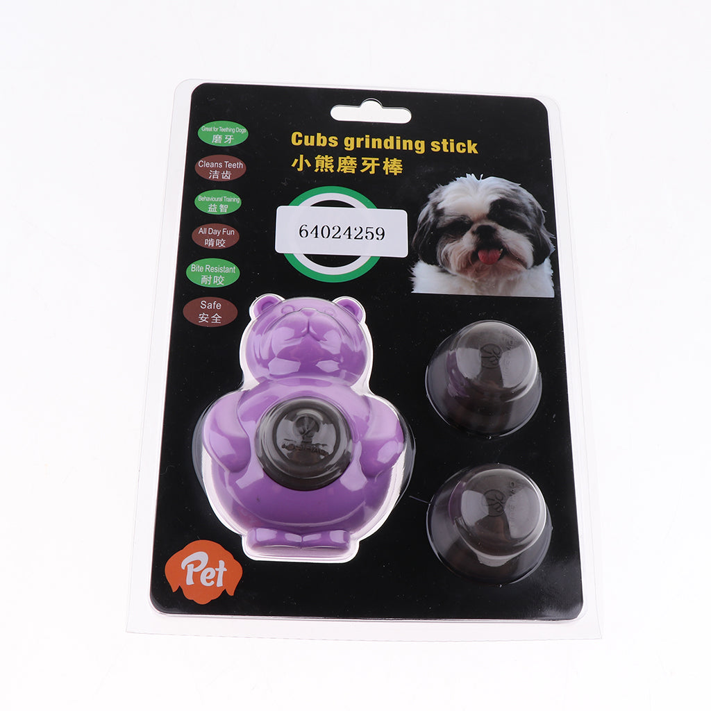 1 Pc Pet Dogs Puppies Chewing Little Bear Toy with Silicone Biscuits Purple