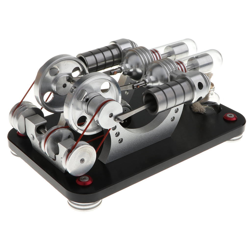 600RPM Double-Cylinder Double-Flywheel Stirling Engine Motor Generator Kits