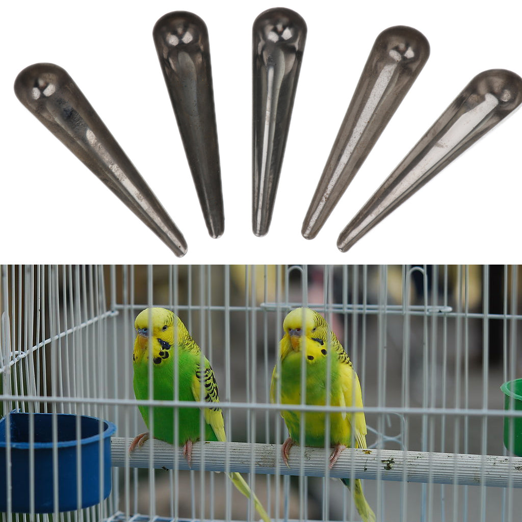 5pcs Stainless Steel Pet Bird Feeding Shovel Food Water Spoon Cage Accessory