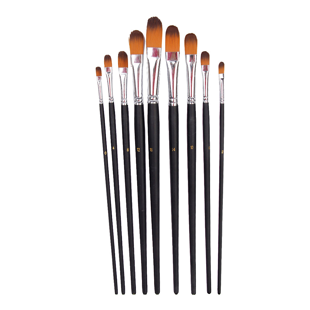 9 pieces acrylic oil watercolors painting brushes set