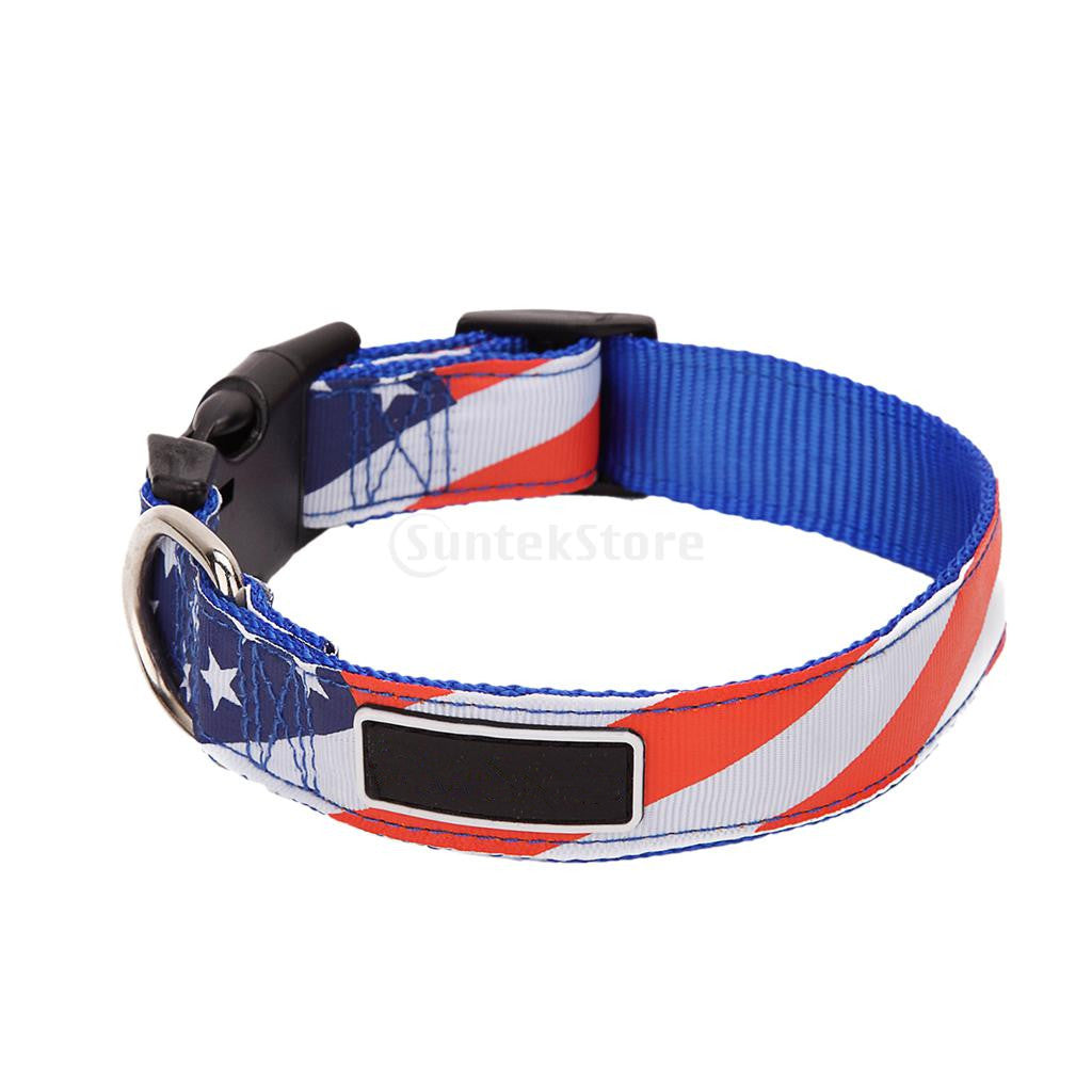 Flag Pet Dog Rope Training Leash Lead Strap Adjustable Traction Collar M