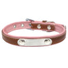 Adjustable PU Leather Pet Dog Cat Collar Neck Strap XXL Brown+Pink