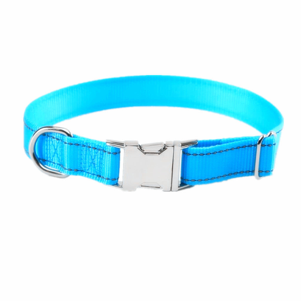Adjustable and Reflective Pet Dog Cat Collar Puppy Neck Buckle Strap S Blue