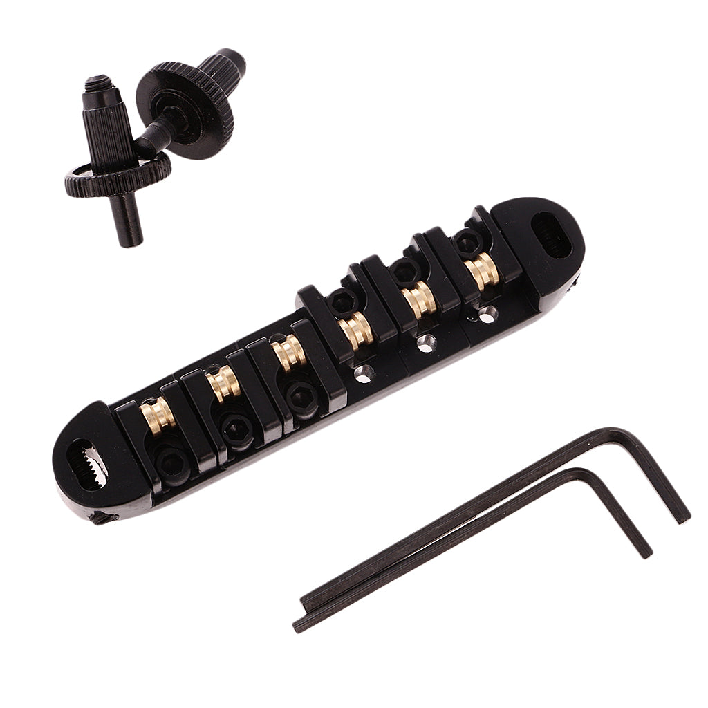 BRASS ROLLER SADDLE BRIDGE FOR ELECTRIC GUITAR Black