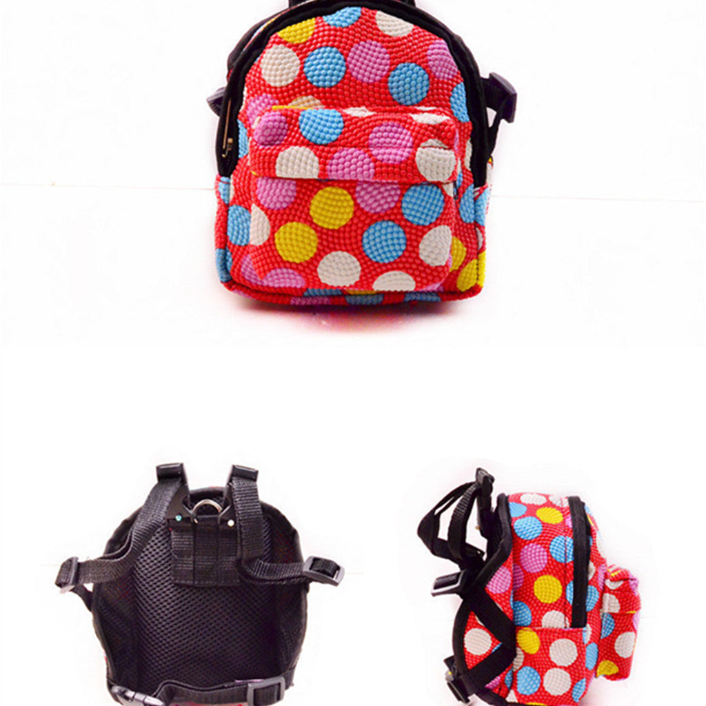 Pet Dog Puppy Outdoor Travel BackPack Dot Bag Carrier w/ Harness Red M