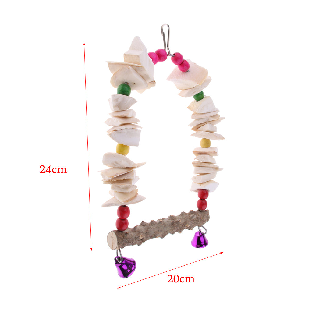 Bird Parrot Budgie Bone Style Cage Swing Bird Stand Perch Hanging Chew Toy