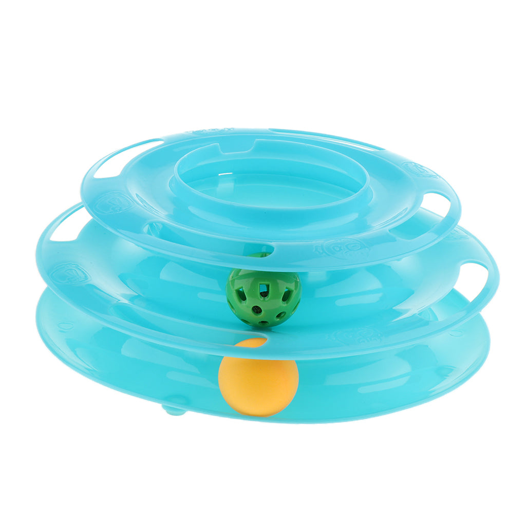 Interactive Pet Game Bell Toy Entertainment Turntable Amusement Plate blue