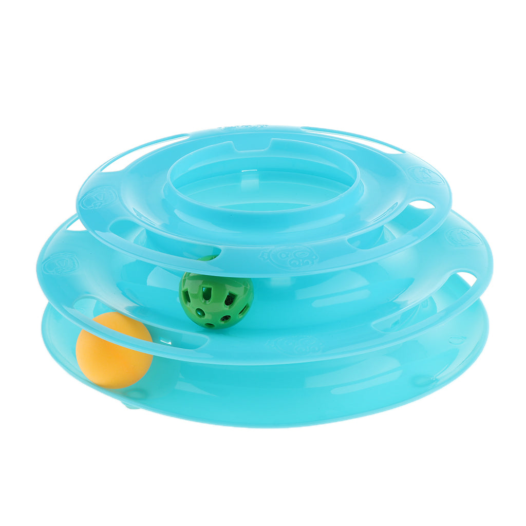 Interactive Pet Game Bell Toy Entertainment Turntable Amusement Plate blue