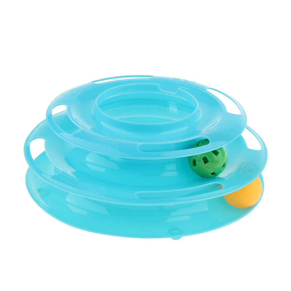 Interactive Pet Game Bell Toy Entertainment Turntable Amusement Plate blue