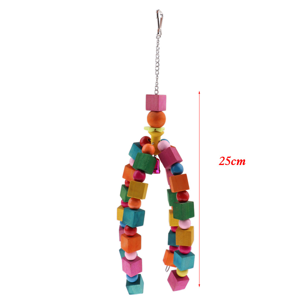 Natural Wooden Parrot Cage Hanging Chewing Bite Bird Teeth Care Treats Toy