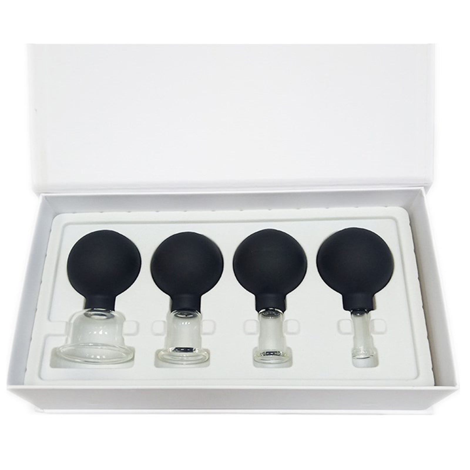 4Pcs Facial Cupping Therapy Massage Vacuum Suction Glass Cups Black