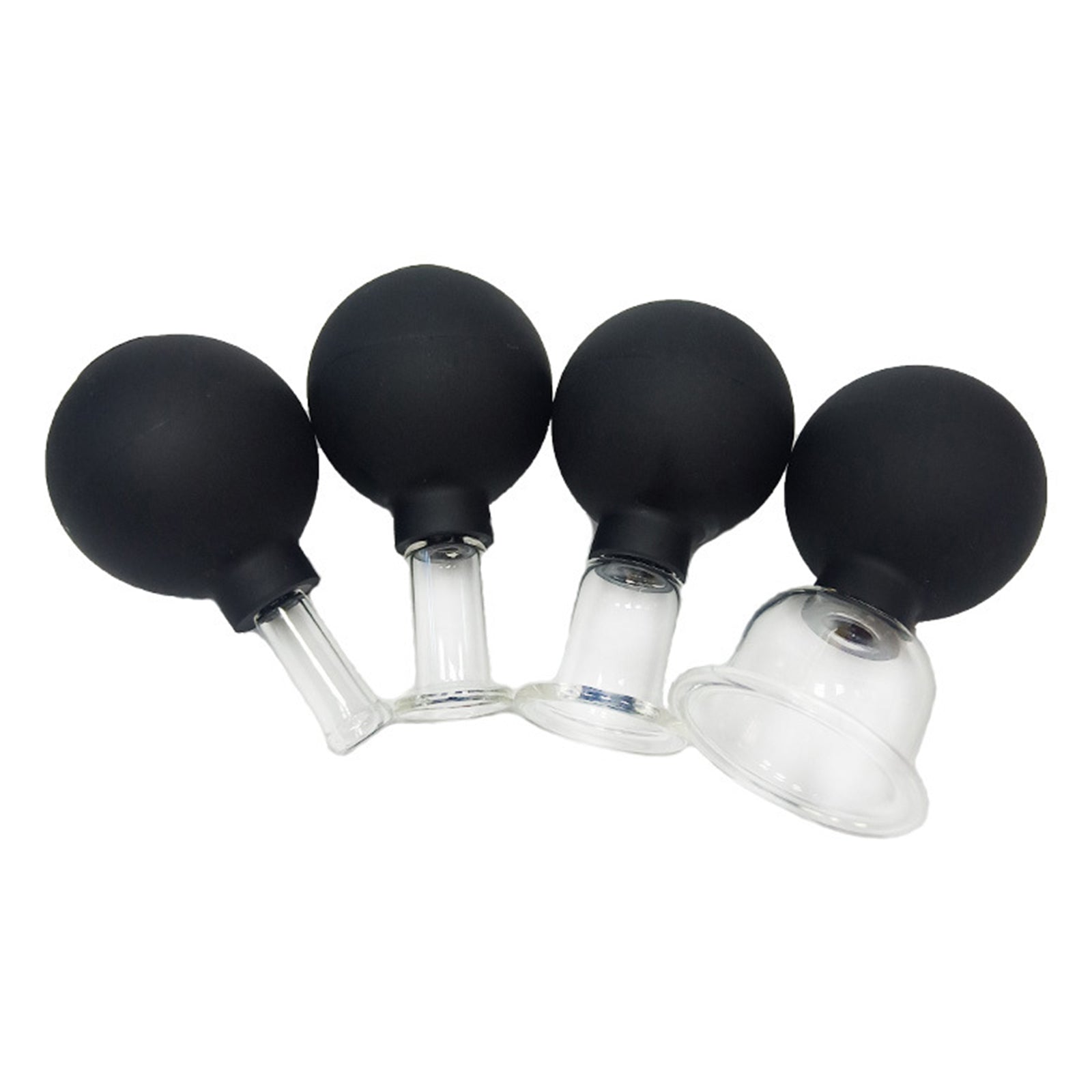 4Pcs Facial Cupping Therapy Massage Vacuum Suction Glass Cups Black