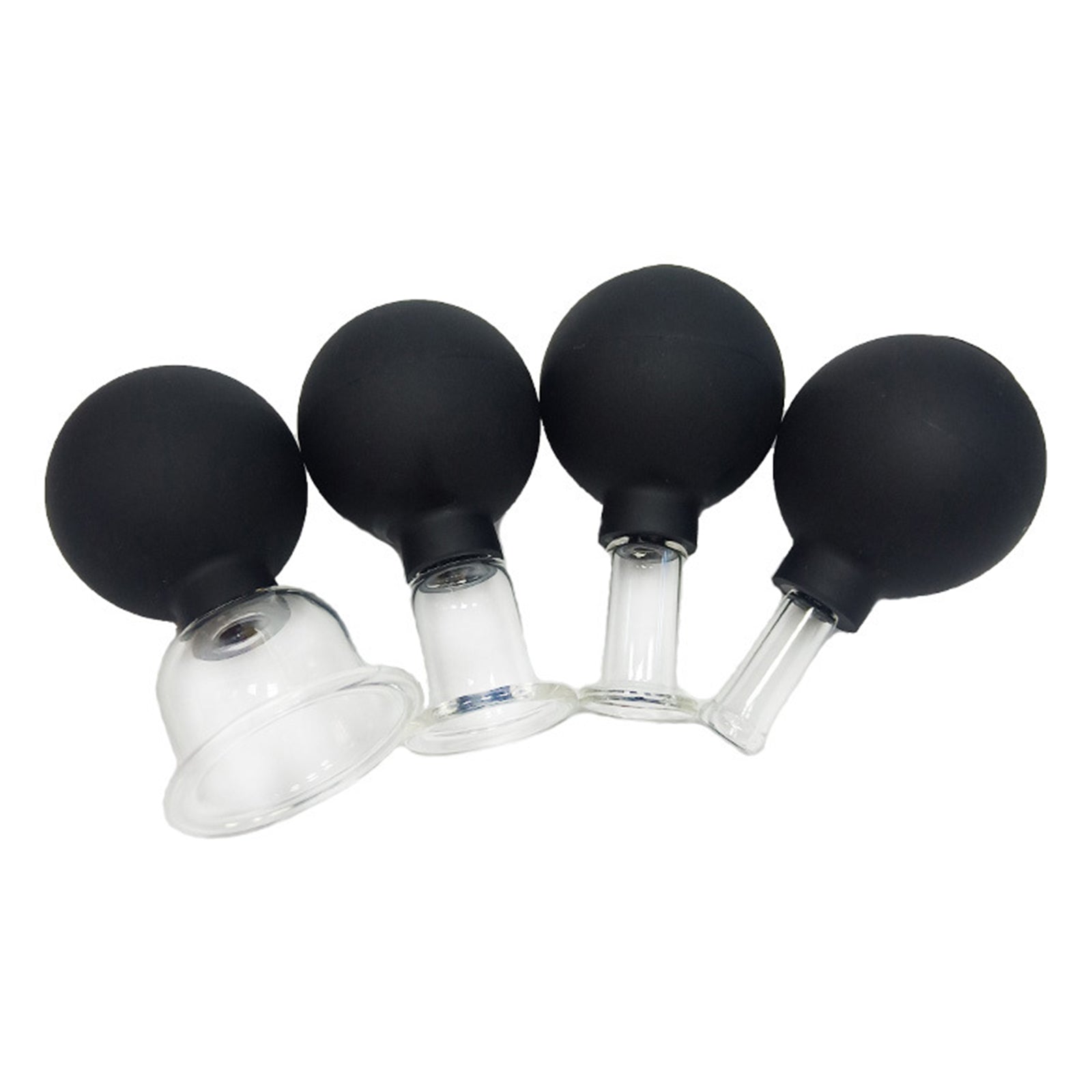 4Pcs Facial Cupping Therapy Massage Vacuum Suction Glass Cups Black