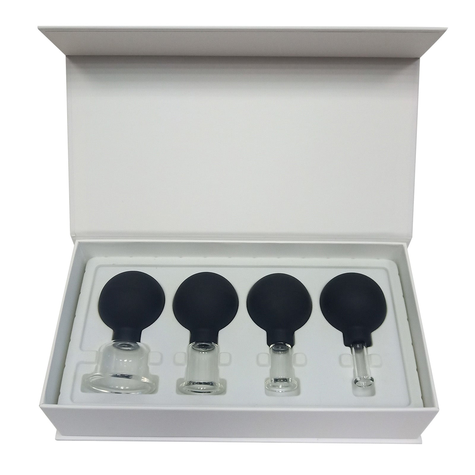 4Pcs Facial Cupping Therapy Massage Vacuum Suction Glass Cups Black