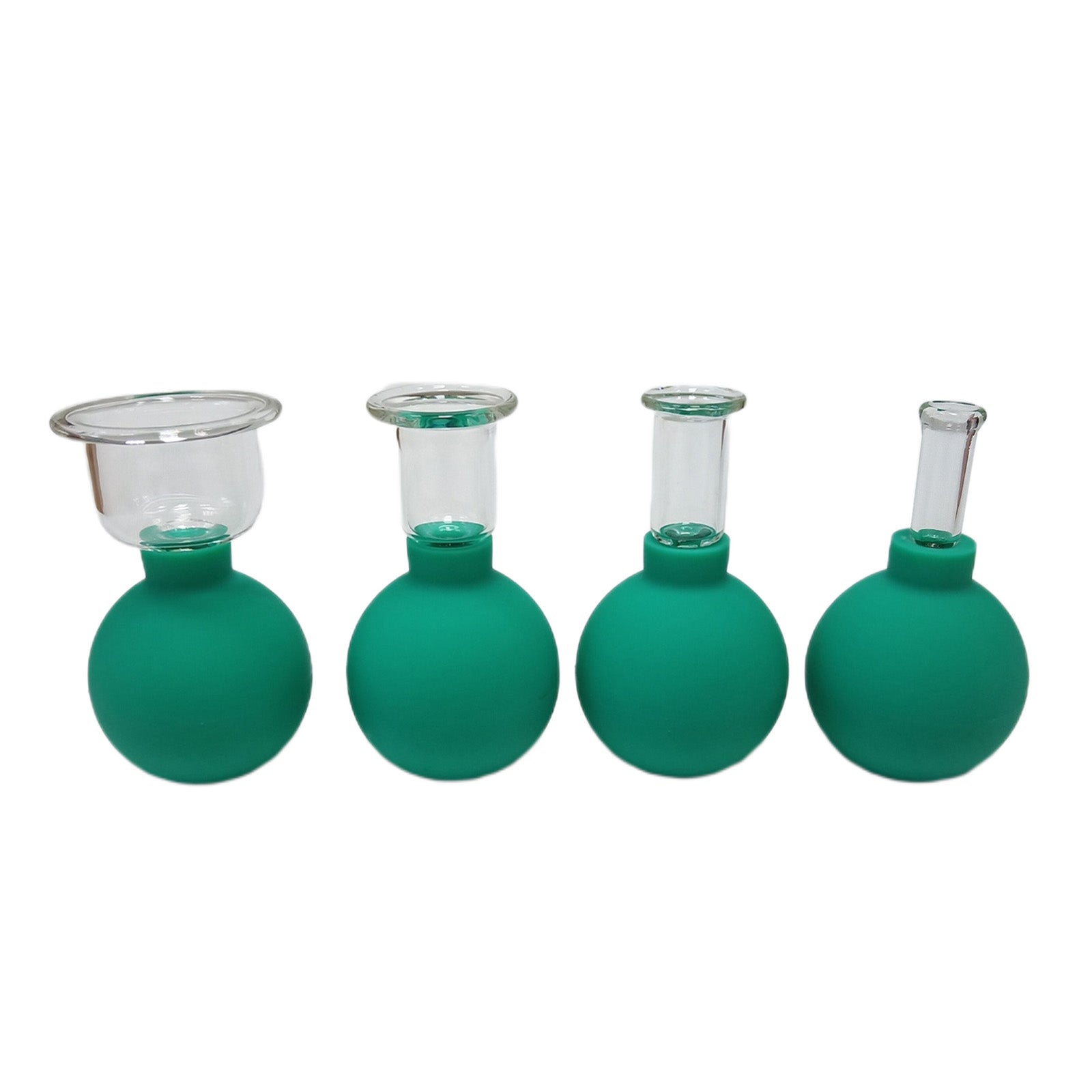 4Pcs Facial Cupping Therapy Massage Vacuum Suction Glass Cups Green