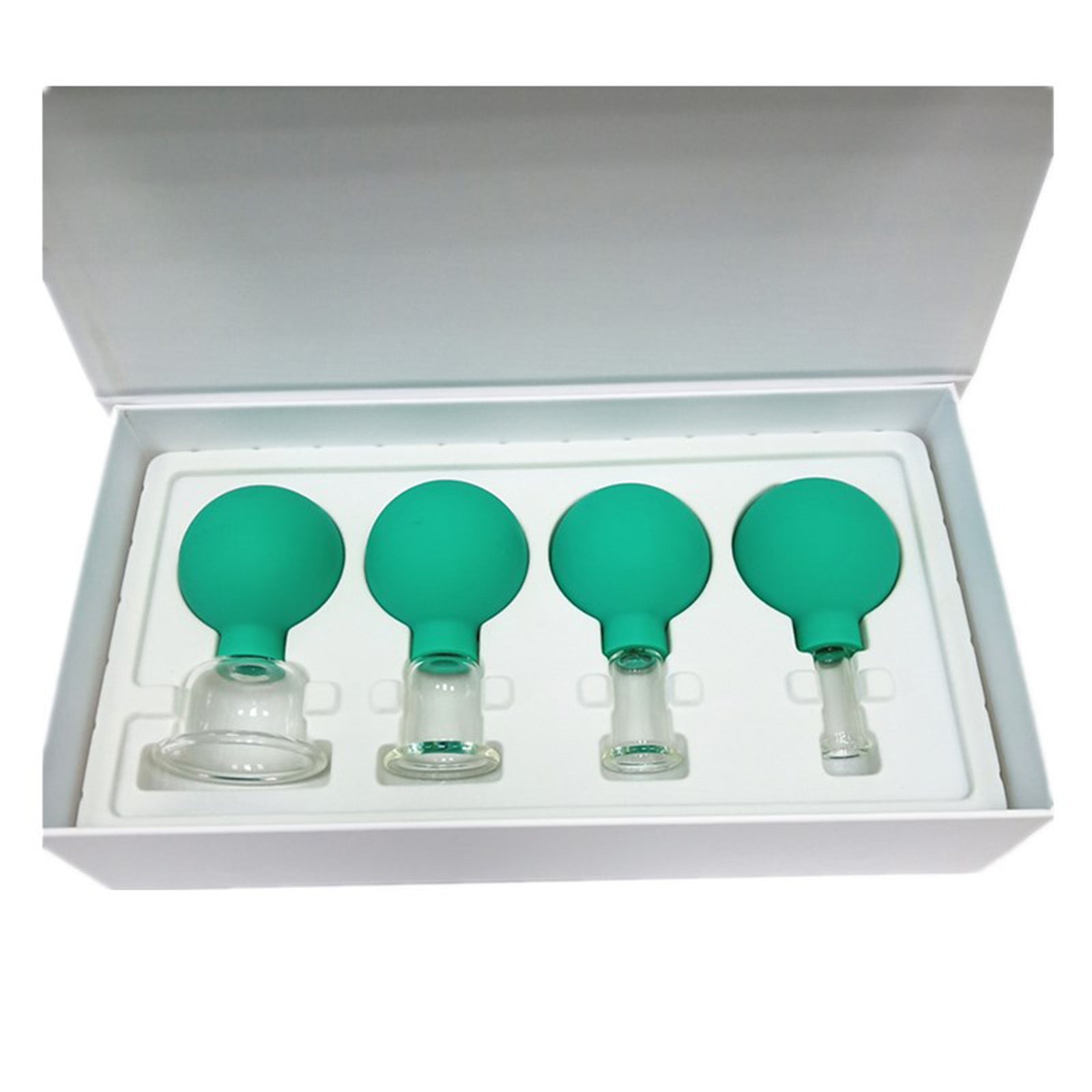 4Pcs Facial Cupping Therapy Massage Vacuum Suction Glass Cups Green