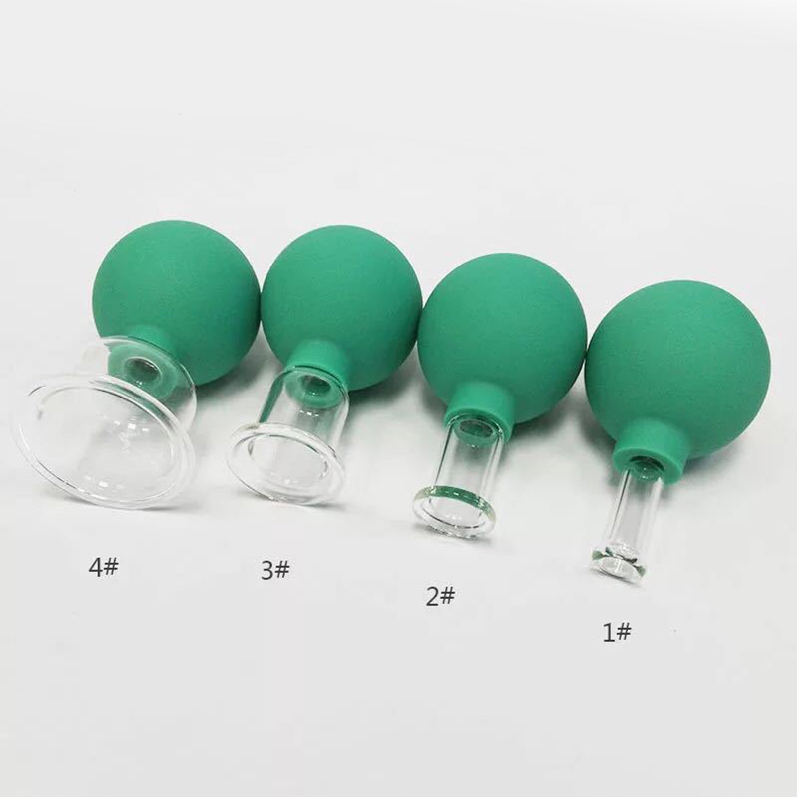 4Pcs Facial Cupping Therapy Massage Vacuum Suction Glass Cups Green