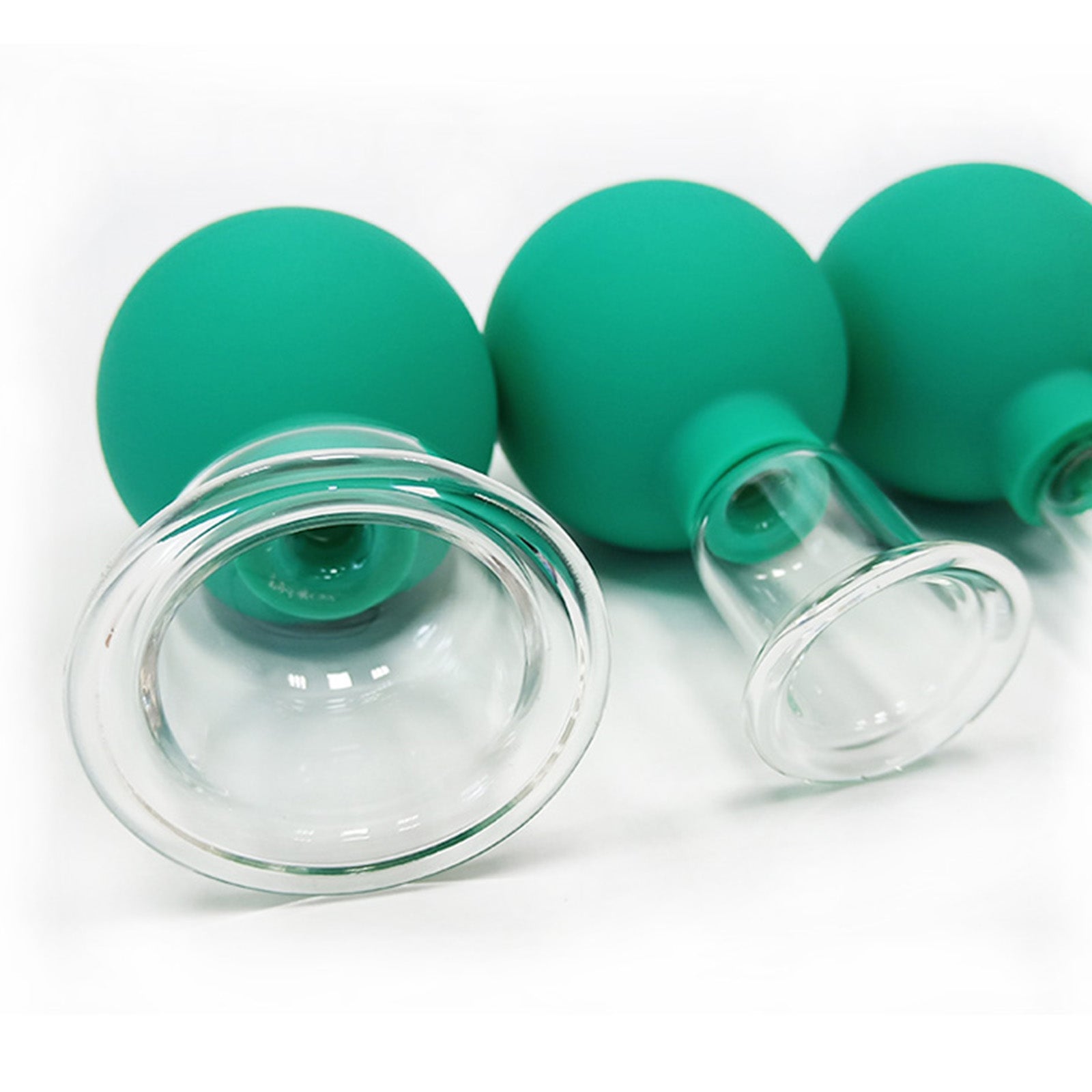 4Pcs Facial Cupping Therapy Massage Vacuum Suction Glass Cups Green