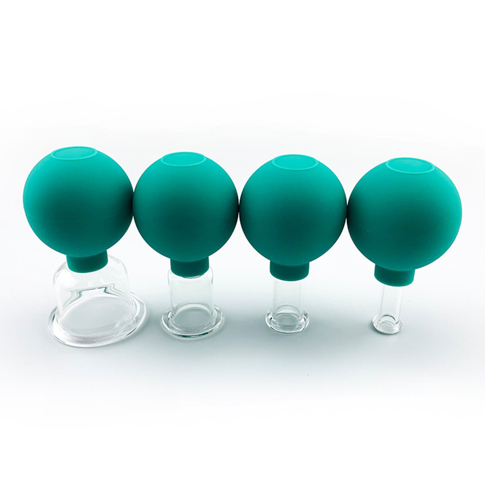 4Pcs Facial Cupping Therapy Massage Vacuum Suction Glass Cups Green