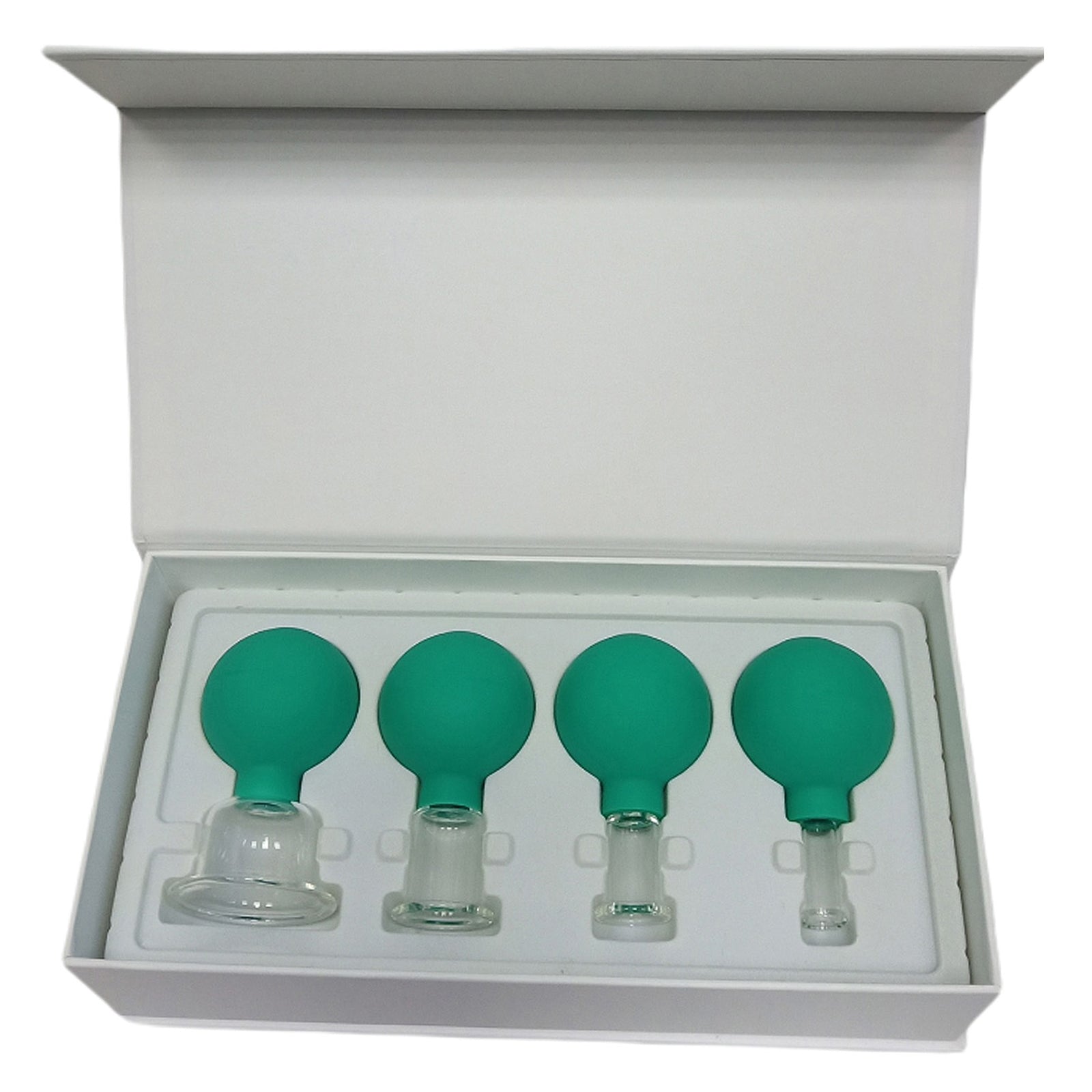 4Pcs Facial Cupping Therapy Massage Vacuum Suction Glass Cups Green