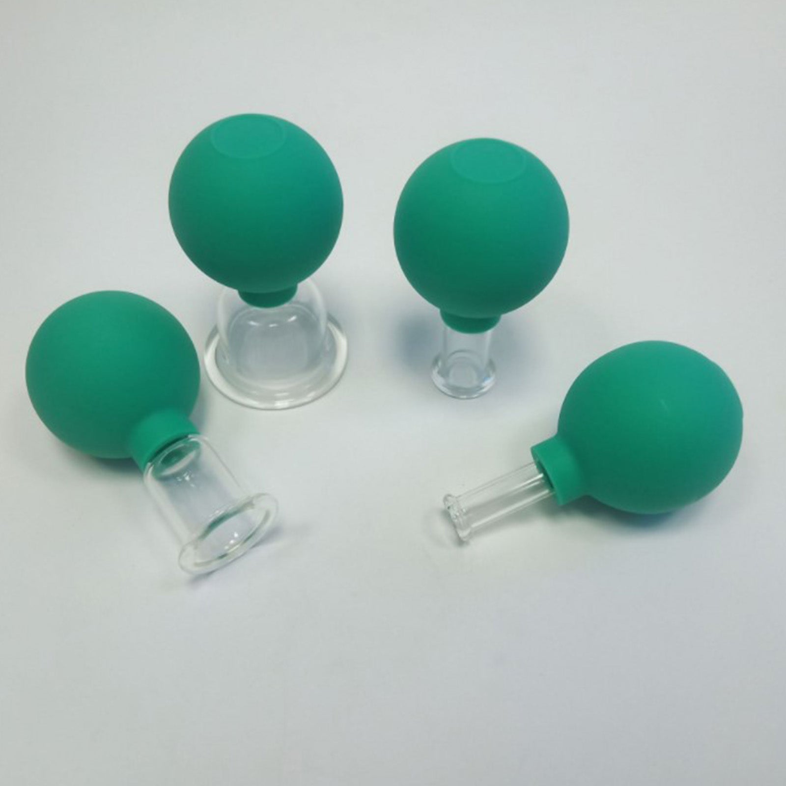 4Pcs Facial Cupping Therapy Massage Vacuum Suction Glass Cups Green