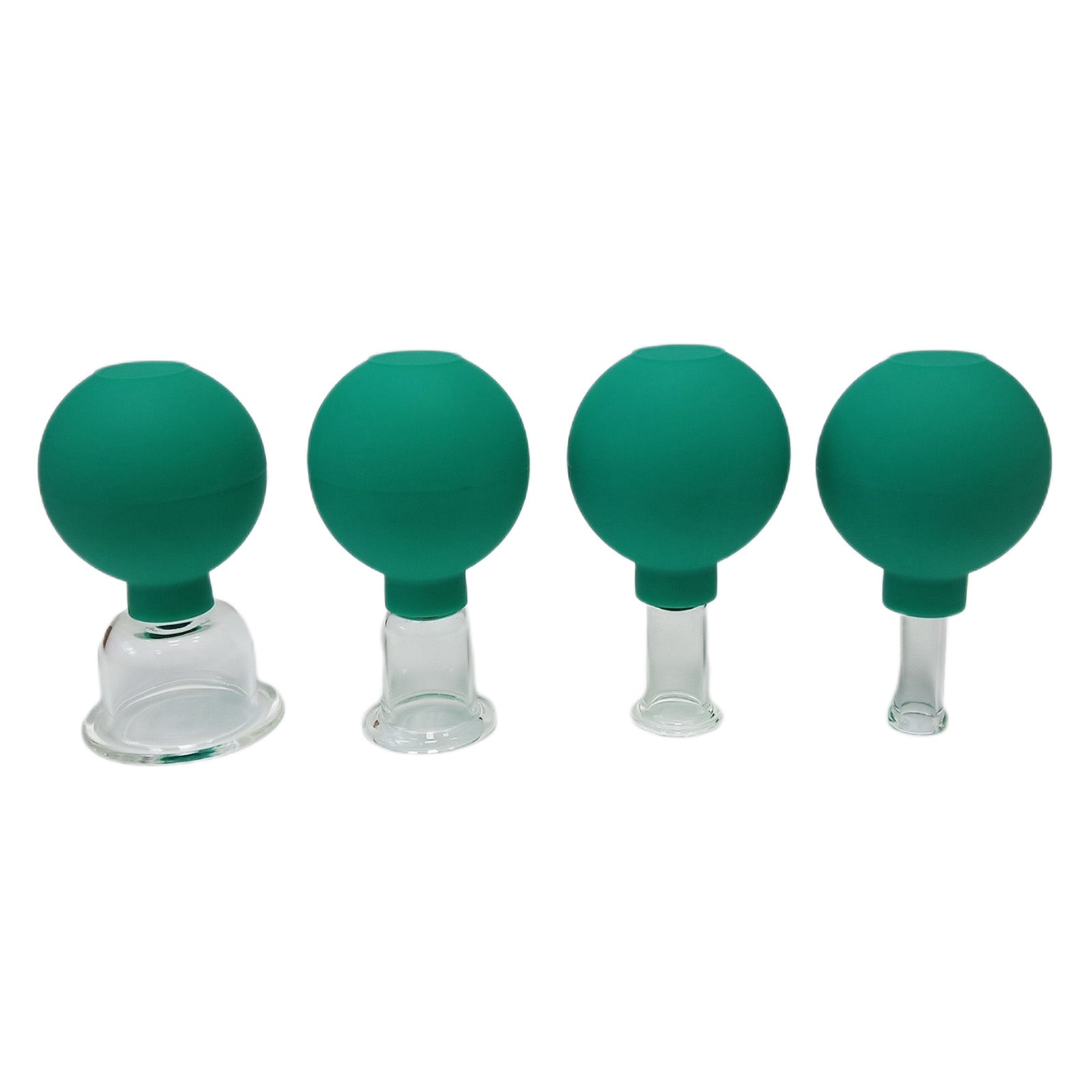 4Pcs Facial Cupping Therapy Massage Vacuum Suction Glass Cups Green