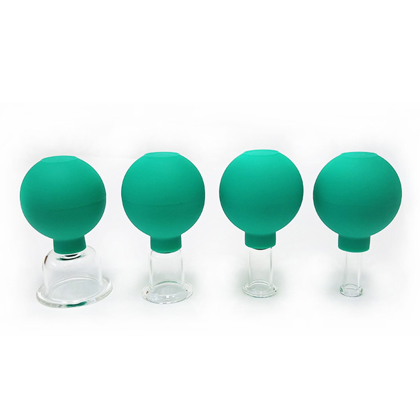 4Pcs Facial Cupping Therapy Massage Vacuum Suction Glass Cups Green