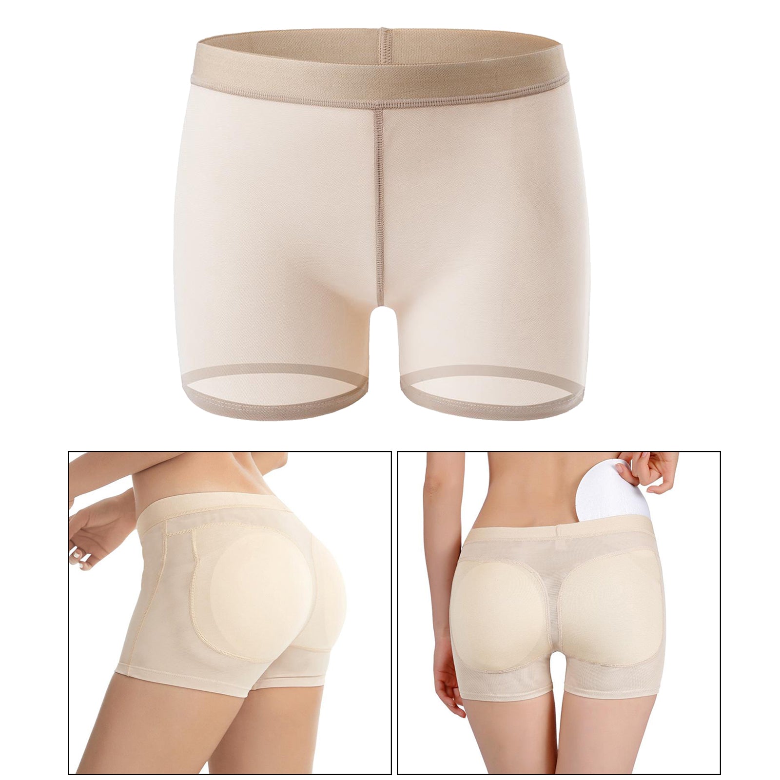 Women Padded Bum Pants Butt Lifter Panty Body Enhancer Underwear Beige XXXL