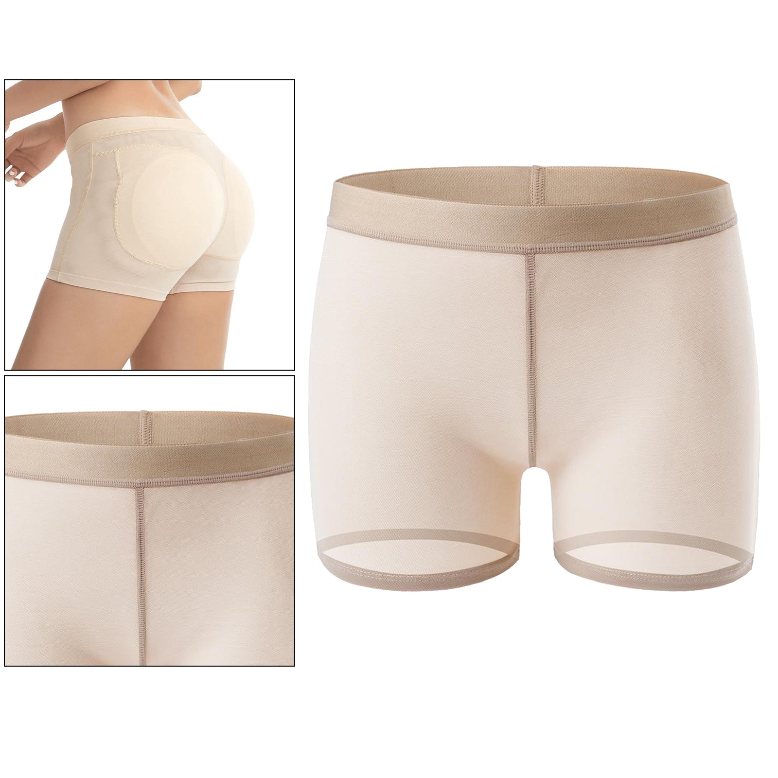 Women Padded Bum Pants Butt Lifter Panty Body Enhancer Underwear Beige XXXL