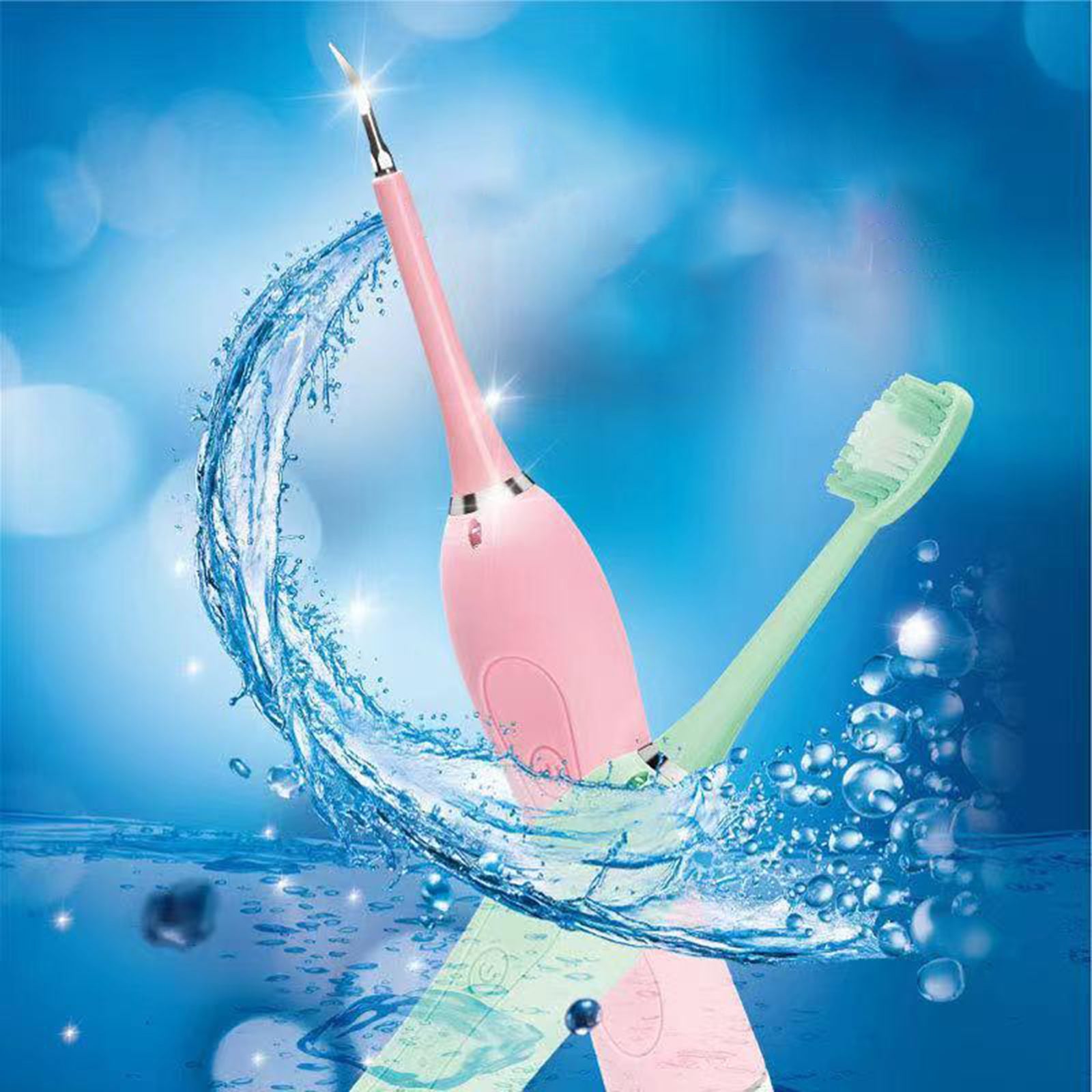 Electric Ultrasonic Tooth Cleaner Waterproof Oral Clean with 5 Modes Pink