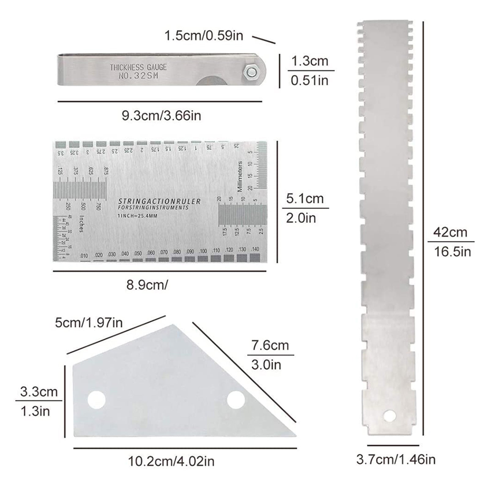 Guitar Luthier Tools Kit String Action Ruler Gauge Feeler Gauge Style 2