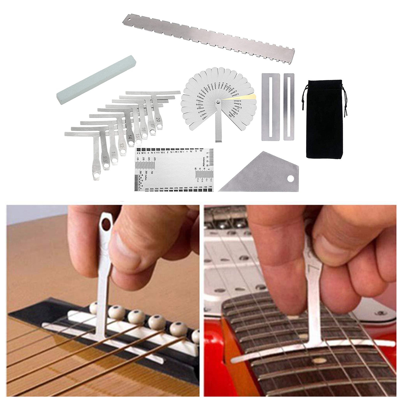 Guitar Luthier Tools Kit String Action Ruler Gauge Feeler Gauge Style 2