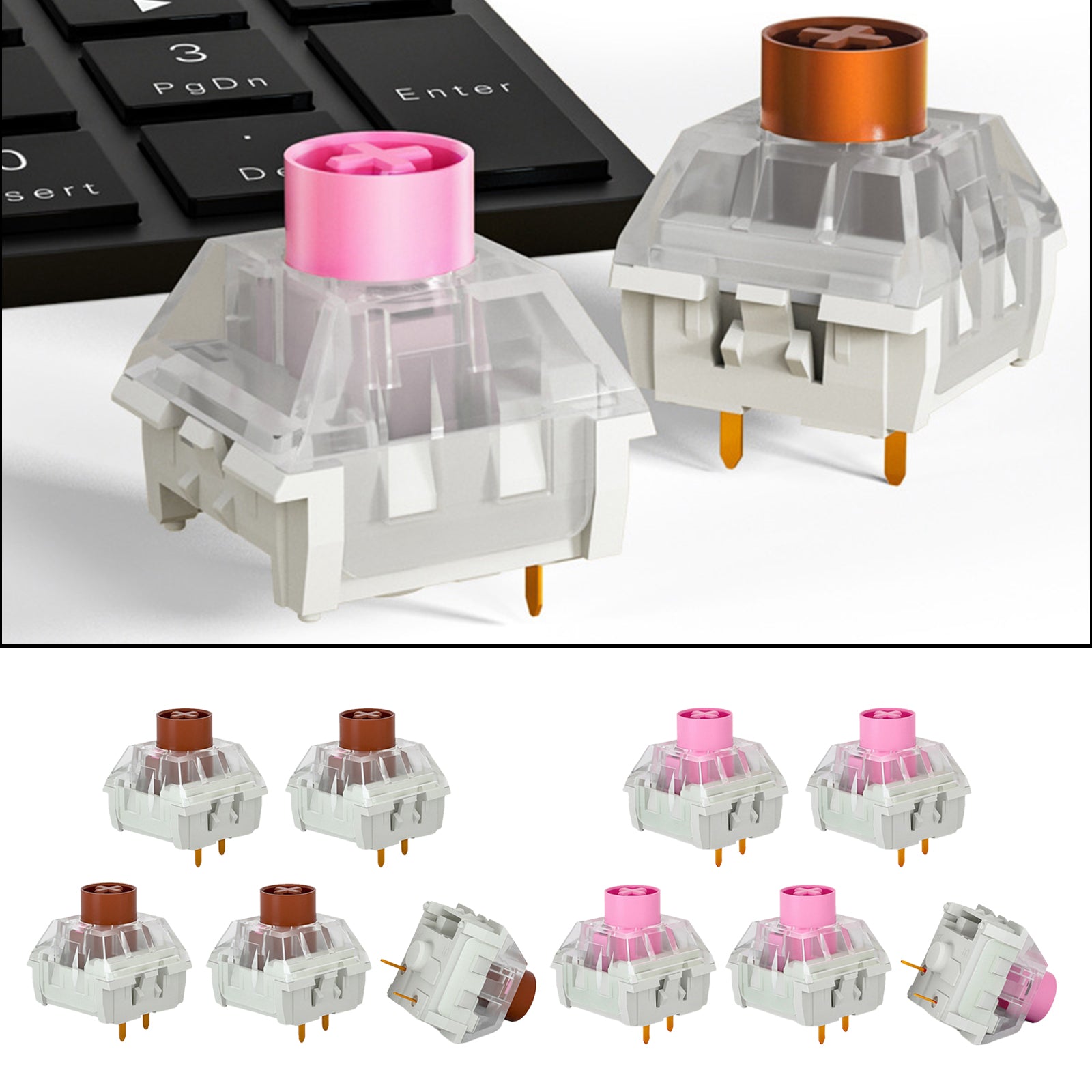 5x Pieces Kailh Box Switches for Mechanical Gaming Keyboards 3 pins Pink