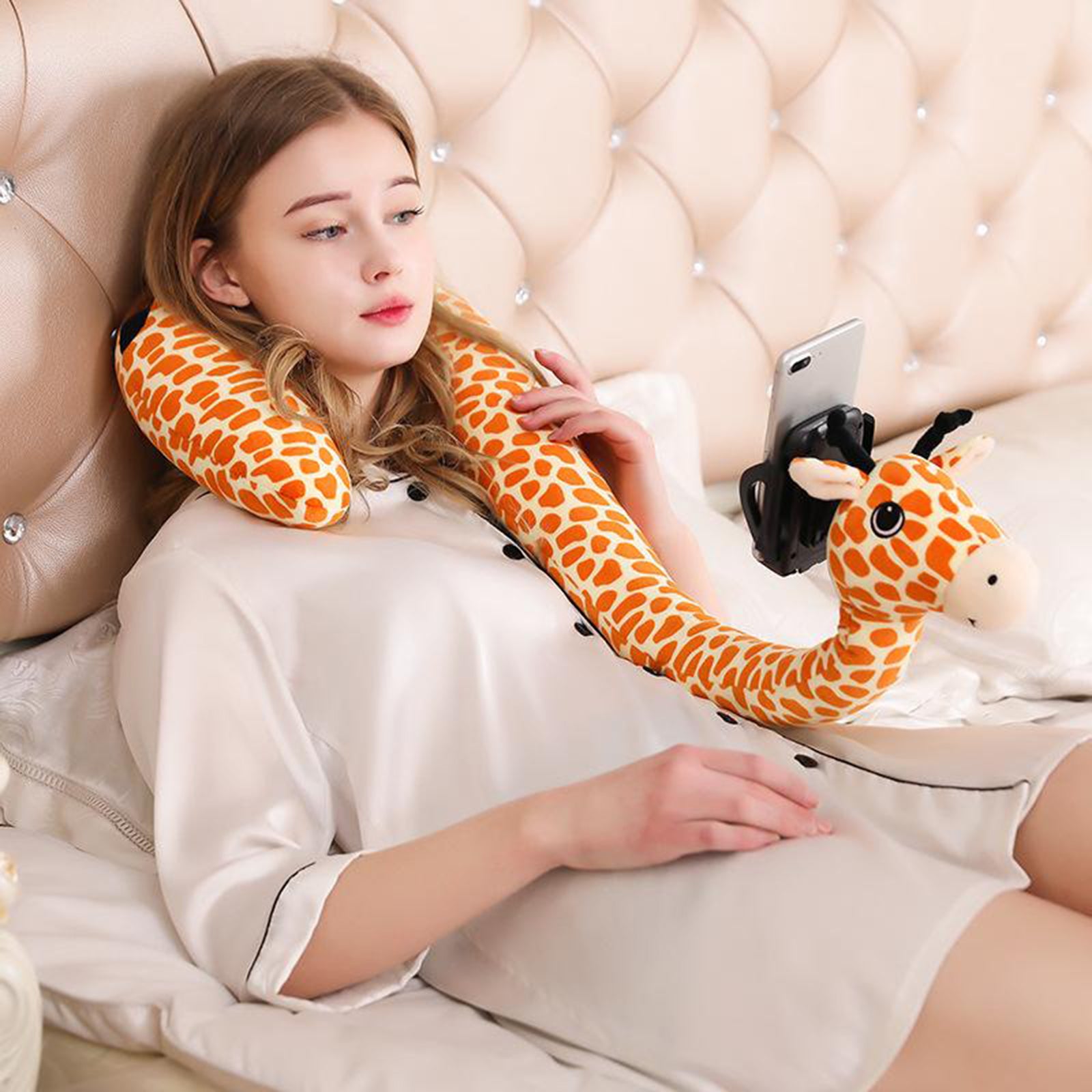 Flexible U Shaped Neck Pillow Mobile Phone Holder Bracket Support Elephant